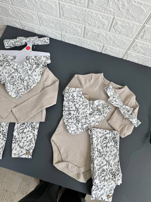 3 piece ribbed floral set