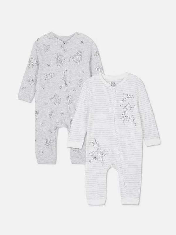 Disney pooh 2 pk cotton sleepsuit