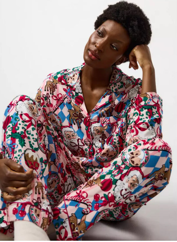 Tu Mini Me Crazy Christmas Matching Family Printed Traditional Pyjama Set