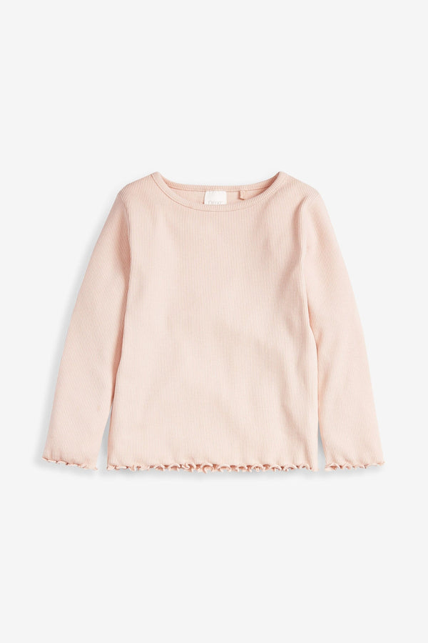 Copy Pale Pink Cotton Rich Long Sleeve Rib T-Shirt