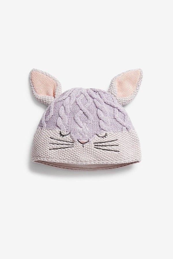 Copy Lilac Purple Bunny Face Knitted Beanie