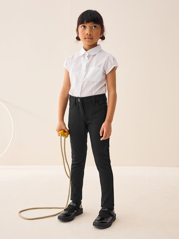 Black Regular Length Jersey Stretch Skinny School Trousers (3-18yrs)