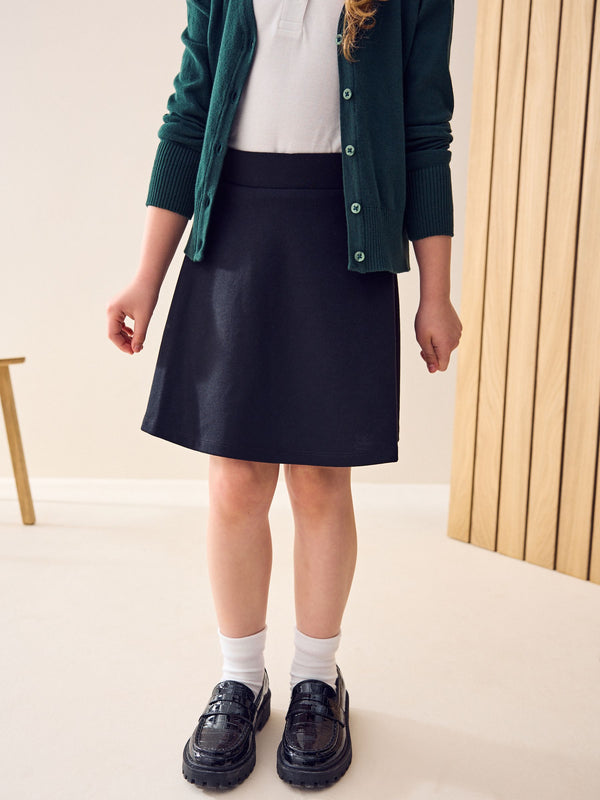 Black Regular Length Pull-On Jersey Stretch School Skater Skirt (3-17yrs)