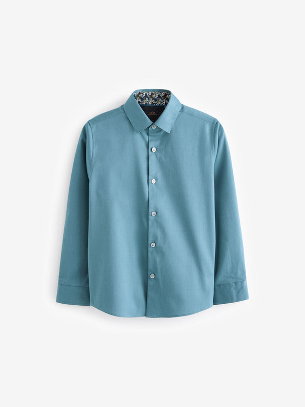 Teal Blue Long Sleeves Smart Trimmed Shirt (3-16yrs)