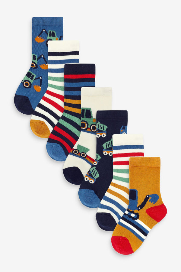 Multi Stripe Transport Cotton Rich Socks 7 Pack