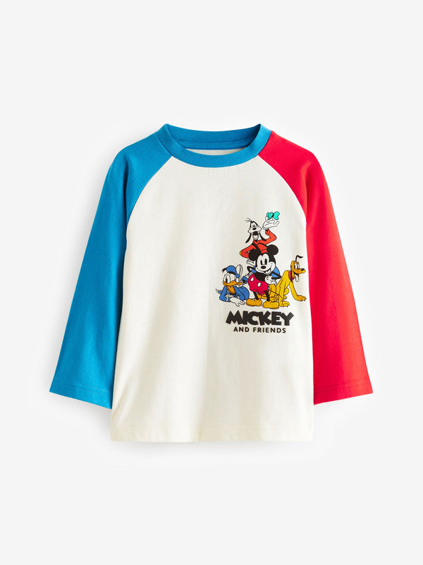 Red/Blue 100% Cotton Mickey Mouse Long Sleeve T-Shirt (3mths-8yrs)