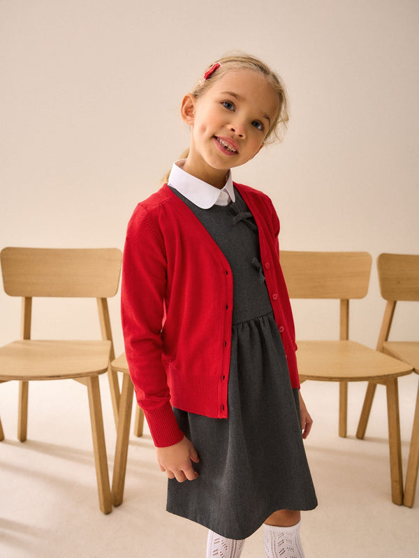 Red Cotton Rich School V-Neck Cardigan (3-16yrs)