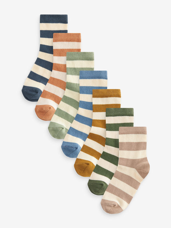 Wide Stripe Cotton Rich Socks 7 Pack