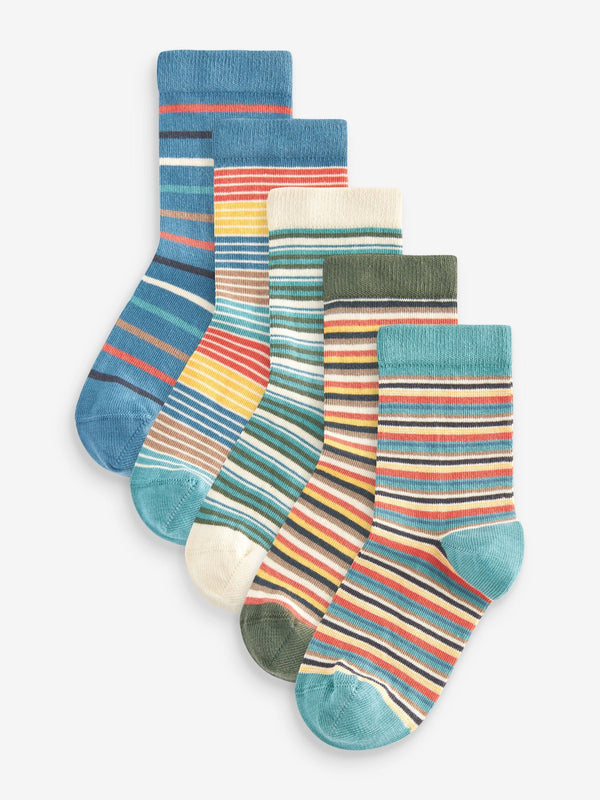 Stripe Print Cotton Rich Socks 5 Pack