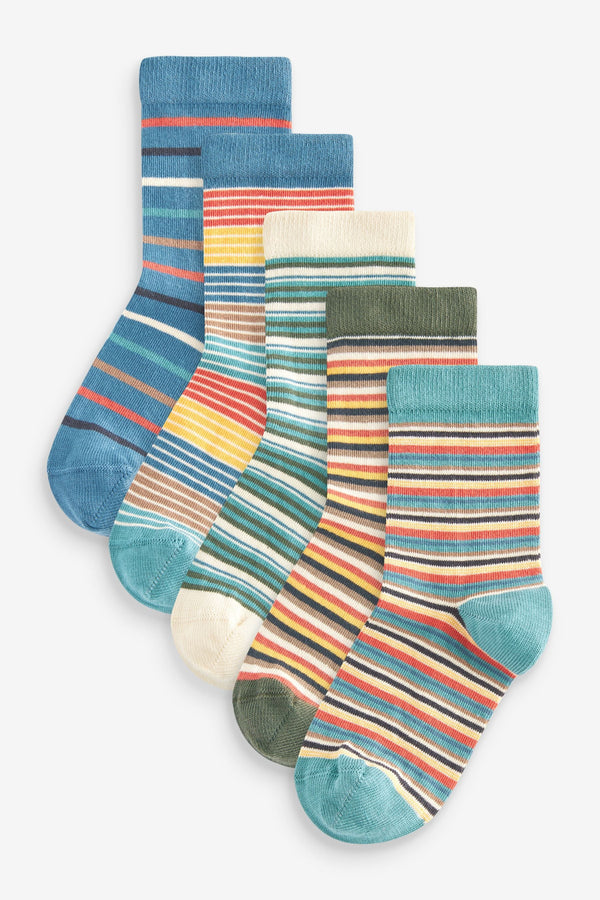 Stripe Print Cotton Rich Socks 5 Pack