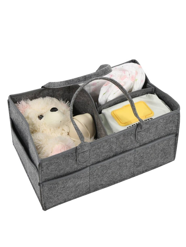 Baby Foldable Diaper Bag GrayFelt Baby Diaper Nappy Organizer Caddy Bag.