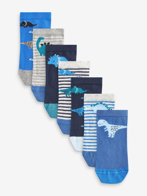 Blue Dinos Rich Trainers Socks 7 Pack