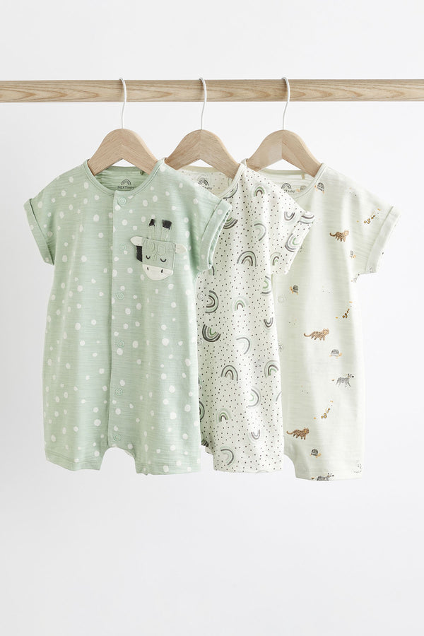 Mint Green Giraffe Baby Rompers 3 Pack (0mths-3yrs)