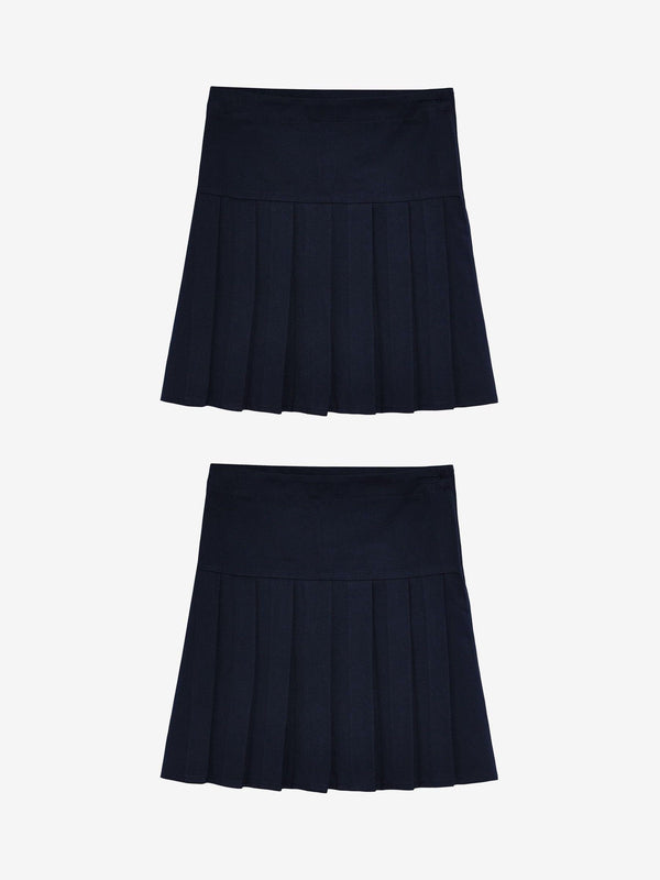 Navy Blue Slim Waist 2 Pack Pleated School Skirts (3-16yrs)