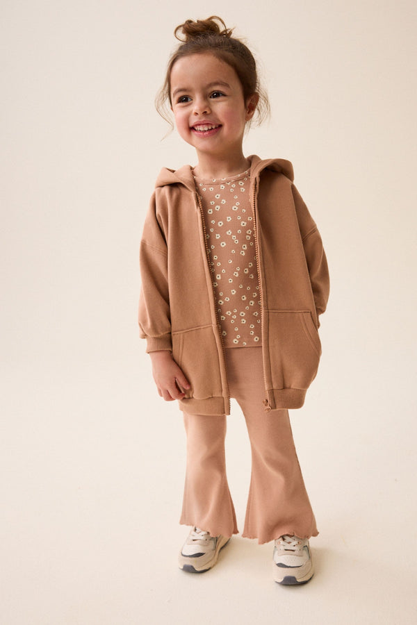 Brown Longline Zip Through 3 Piece Set (3mths-7yrs)