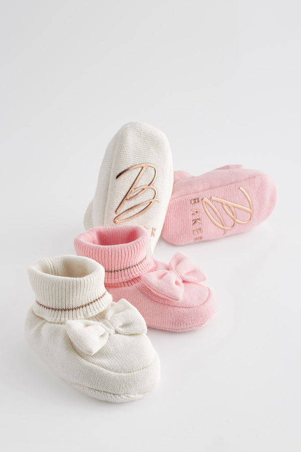 Baker by Ted Baker Baby Girls Multi Knitted Booties Gift Set 2 Pack