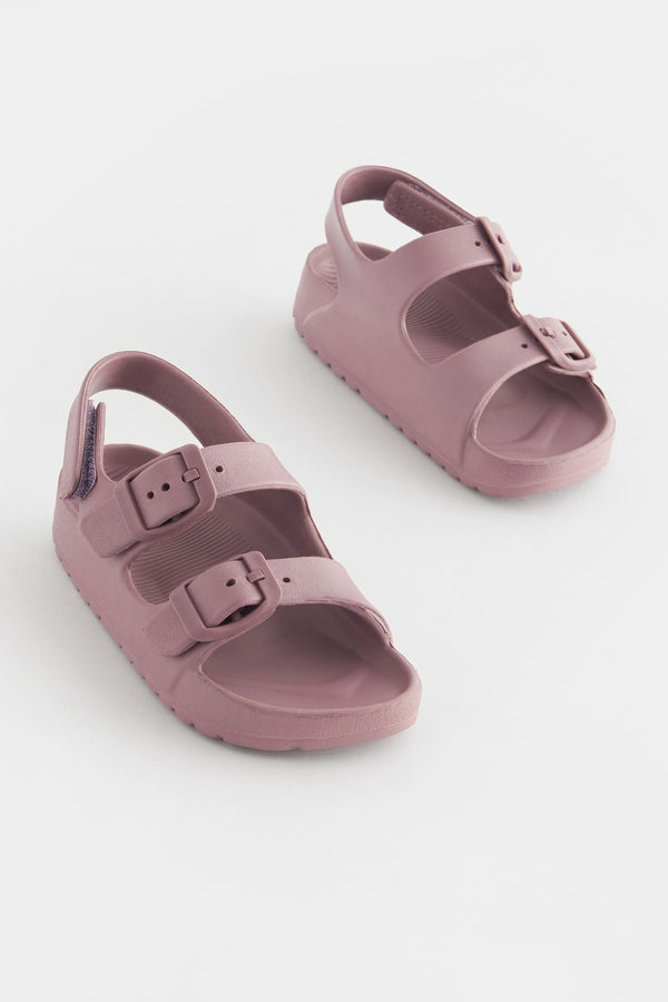 Mauve Purple Double Buckle Ankle Strap EVA Sandals