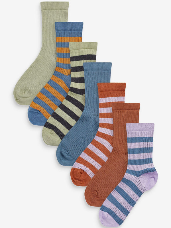 Stripe Cotton Rich Ribbed Socks 7 Pack