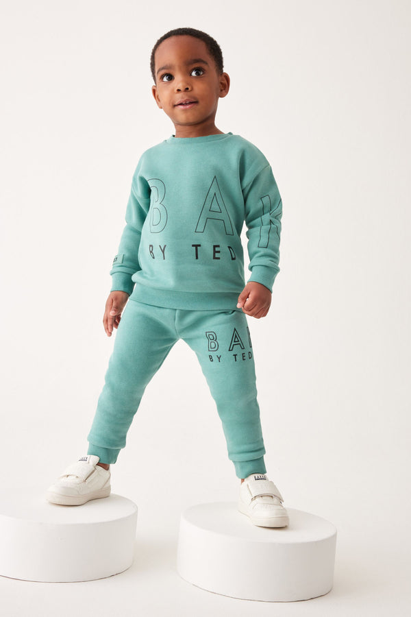 Green Baker by Ted Baker Letter Sweatshirt and Joggers Set