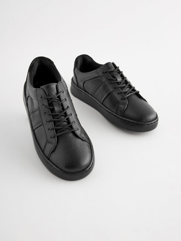 Black Leather Lace Up School Shoes