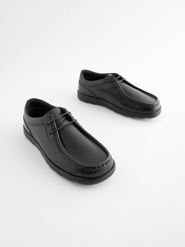 Black Standard Fit (F) School Leather Lace-Up Shoes