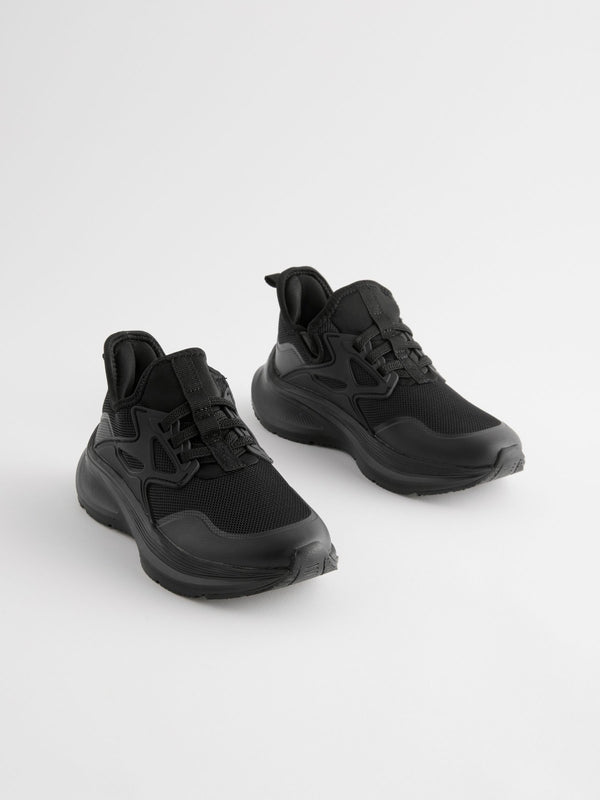 Black Mesh Elastic Lace Trainers