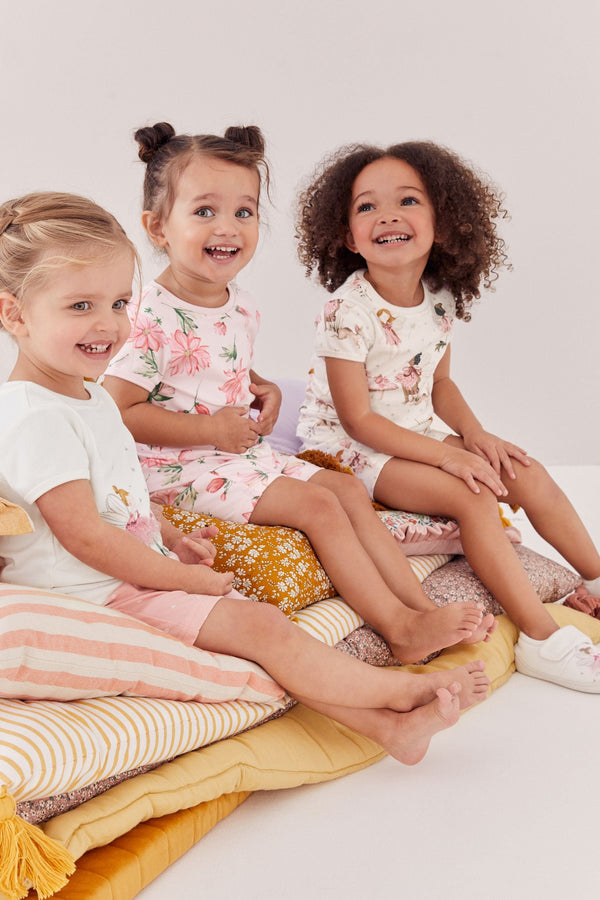 Pink/Cream Fairy Short Pyjamas 3 Pack (9mths-10yrs) (9mths-10yrs)