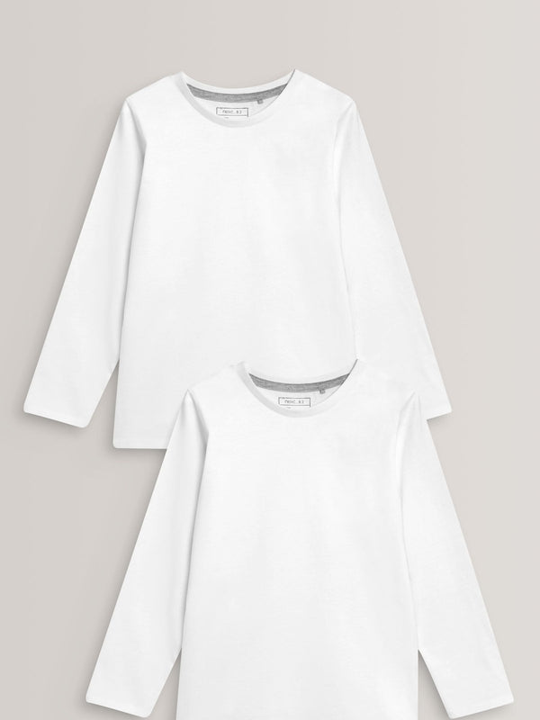 White 2 Pack Long Sleeve T-Shirts (3-16yrs)