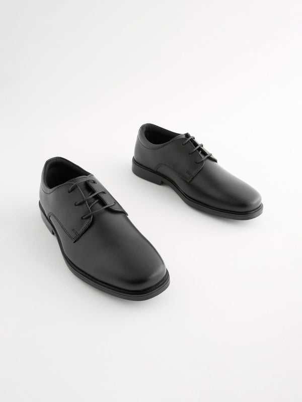 Black Leather School Lace-Up Shoes