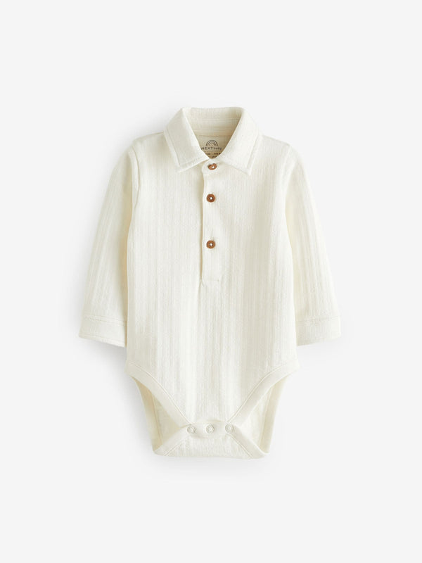 White 100% Cotton Textured Shirt Baby Bodysuit