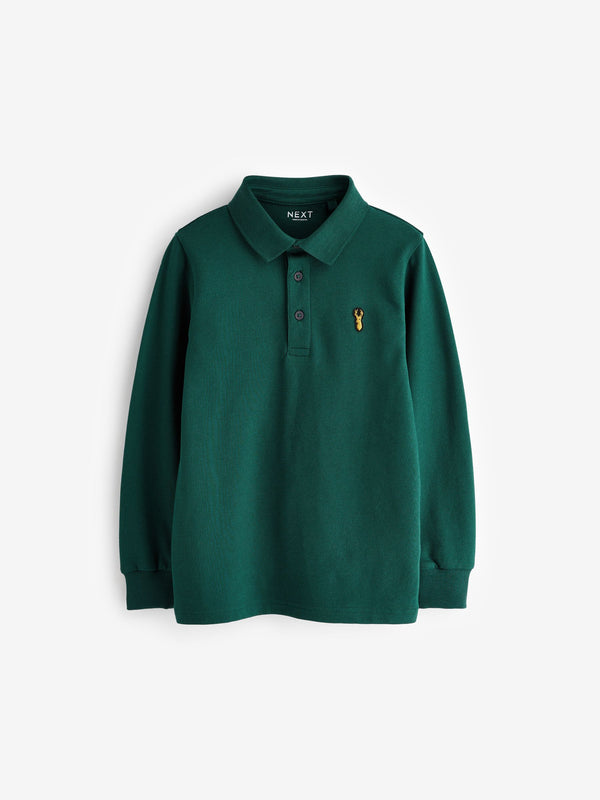 Dark Green Long Sleeve Polo Shirt (3-16yrs)