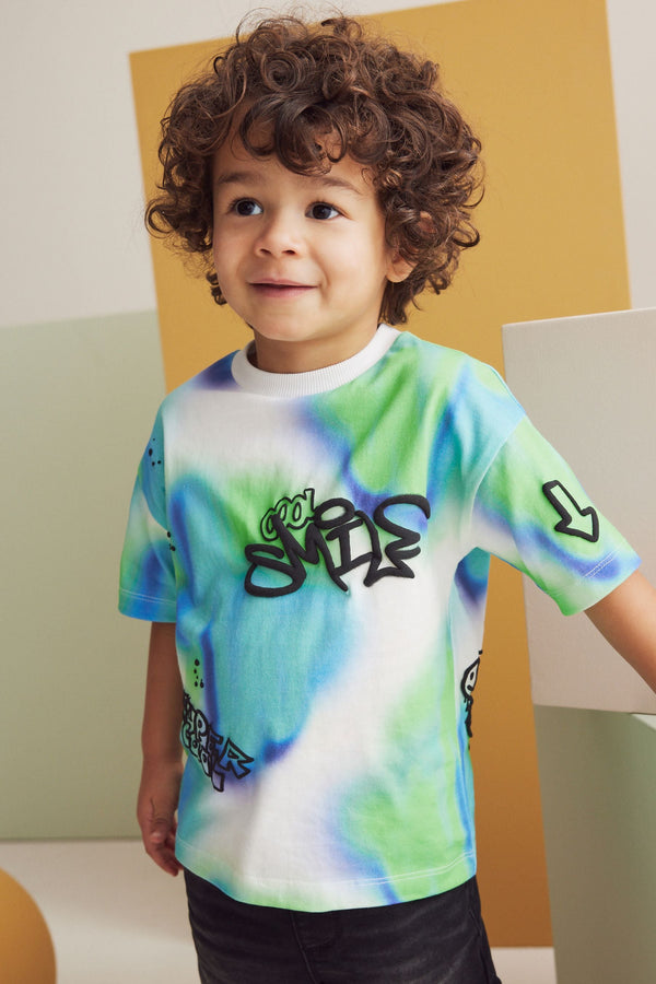 Blue/Green Short Sleeve Graffic T-Shirt (3mths-7yrs)