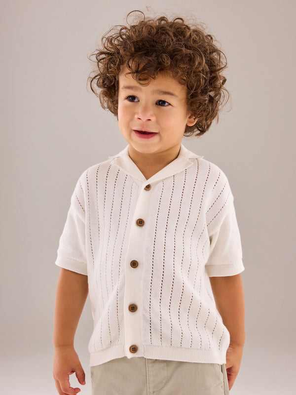White 100% Cotton Short Sleeved Button Through Polo Shirt (3mths-7yrs)
