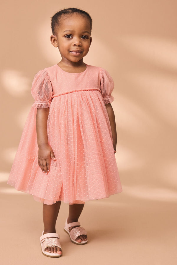 Coral Mesh Party Dress (3mths-7yrs)