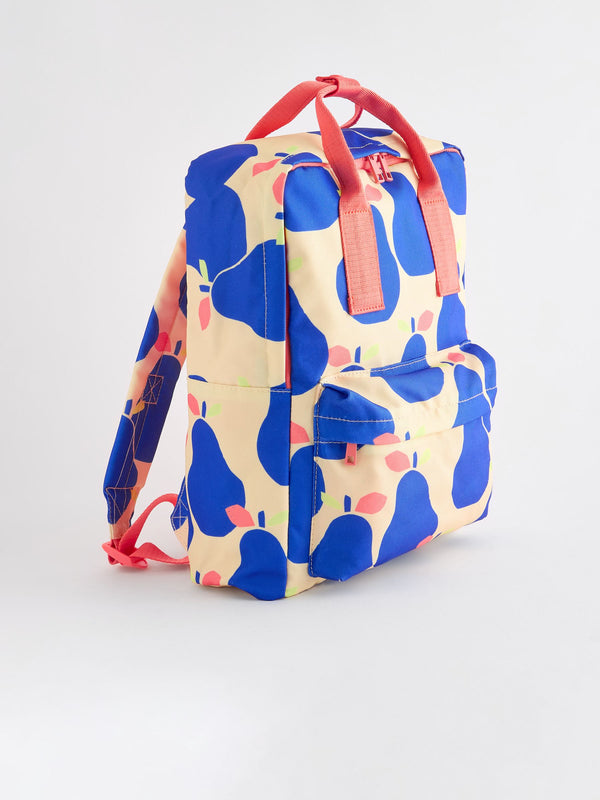 Blue/Ecru Pear Double Handle Backpack