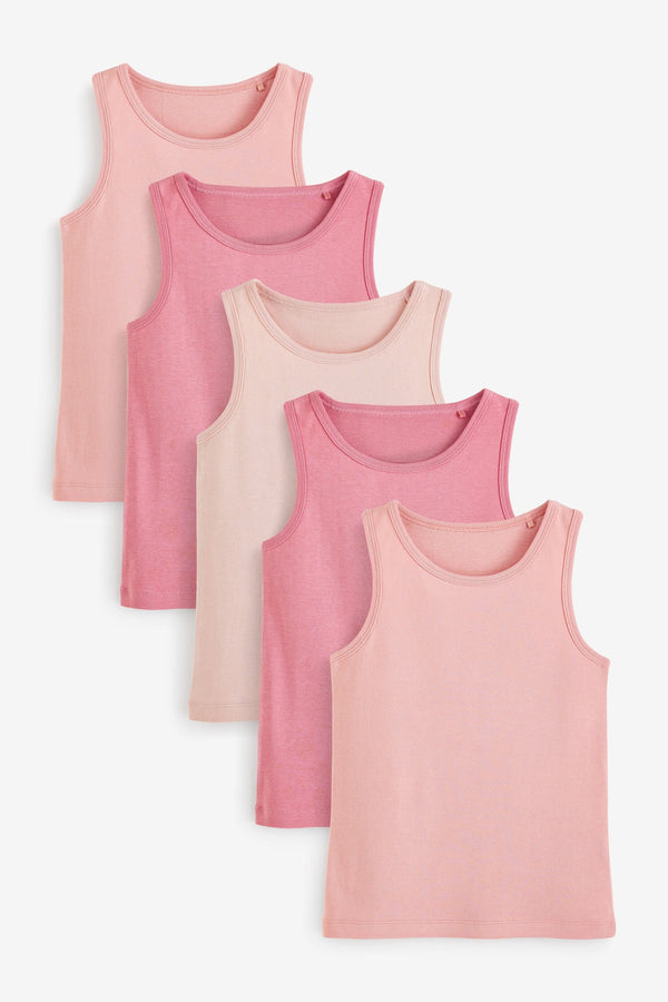 Multi Pastel 100% Cotton Vests 5 Pack (1.5-16yrs)