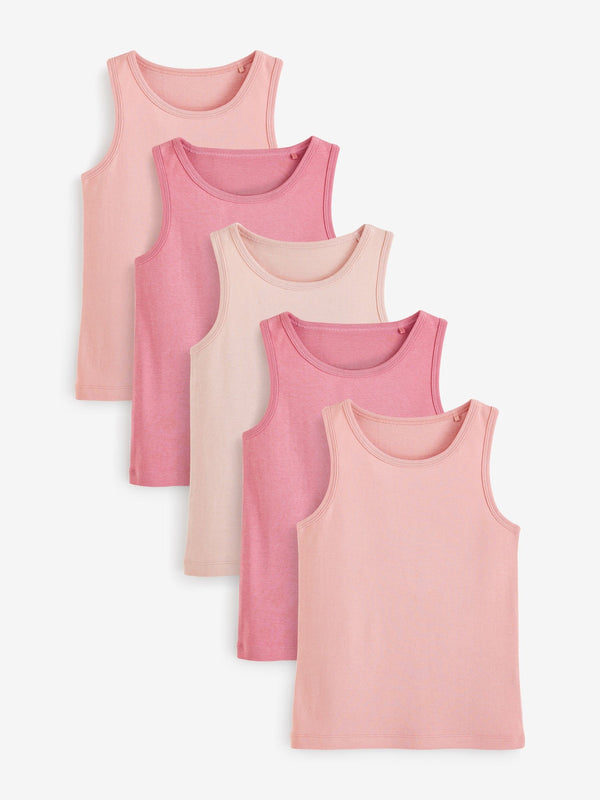 Multi Pastel 100% Cotton Vests 5 Pack (1.5-16yrs)