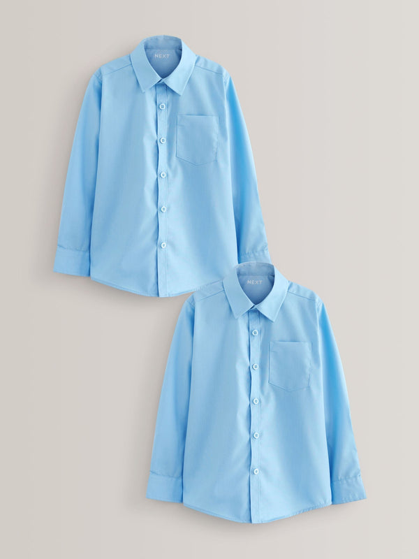 Blue Regular Fit 2 Pack Long Sleeve School Shirts (3-17yrs)