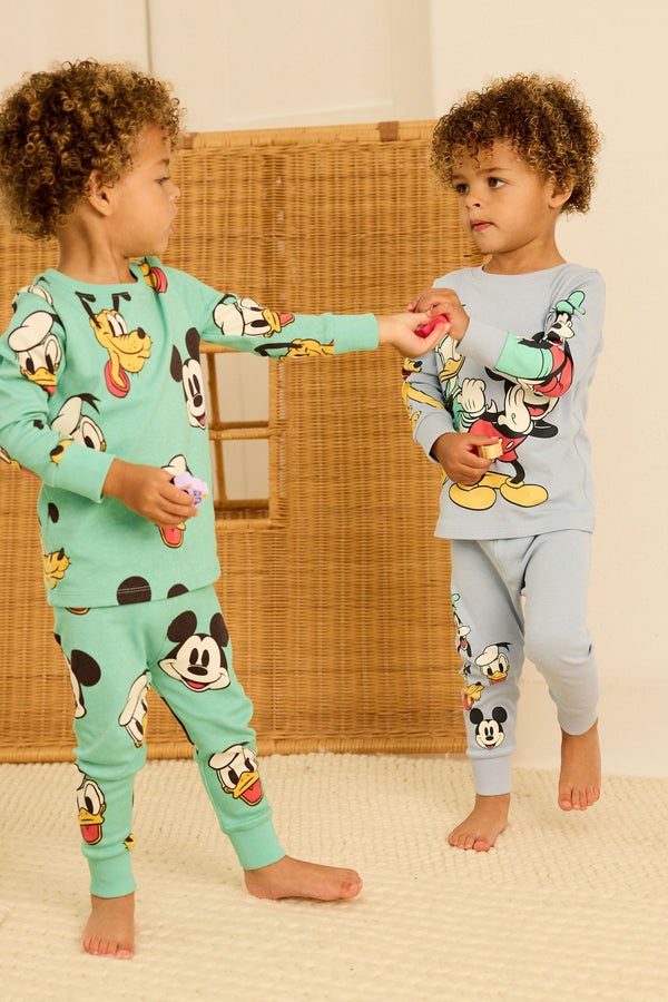 Blue/Green Disney Mickey Mouse Snuggle Pyjamas 2 Pack (9mths-10yrs)