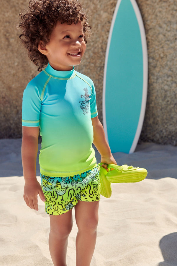 Blue Dip Dye Sunsafe Top and Shorts Set (3mths-7yrs)