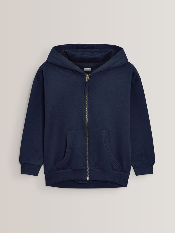 Navy Blue Cotton Rich Zip Through Sports Hoodie (3-16yrs)