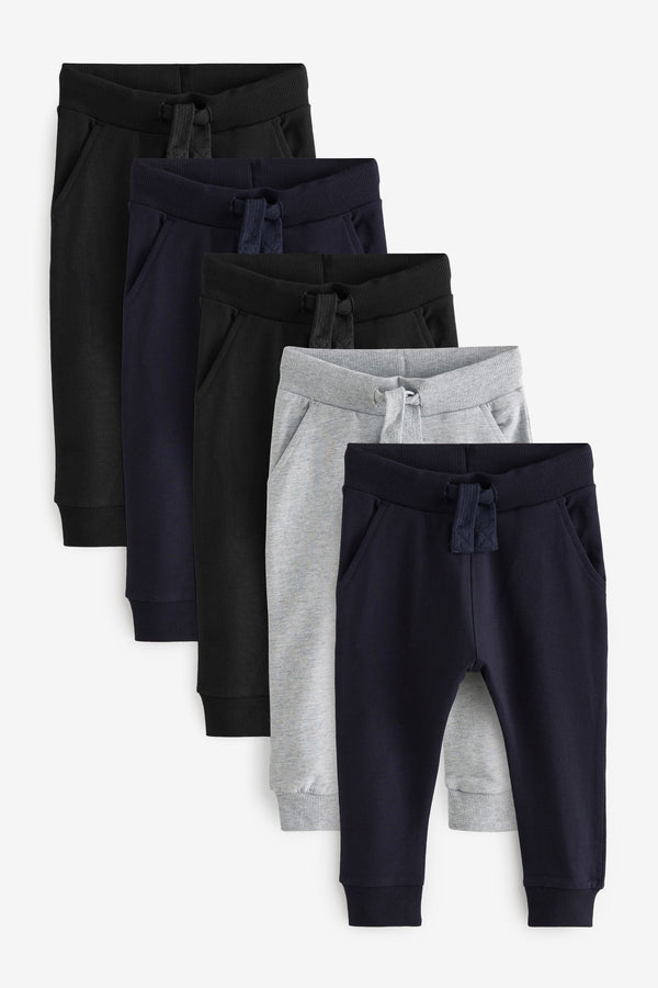 Black/Navy/Grey Joggers 5 Pack (3mths-7yrs)