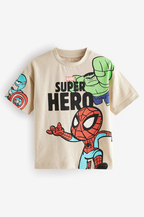 Ecru Marvel Superhero Short Sleeve 100% Cotton T-Shirt (9mths-8yrs)