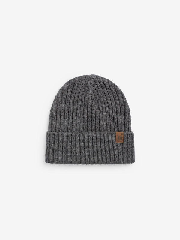 Charcoal Grey Knitted Rib Beanie Hat (1-16yrs)