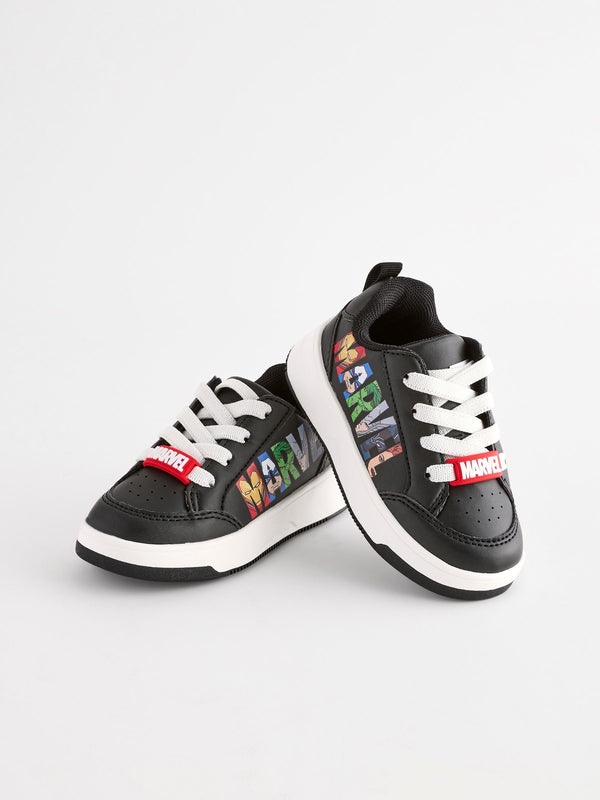 Black Standard Fit (F) Marvel Elastic Lace Trainers