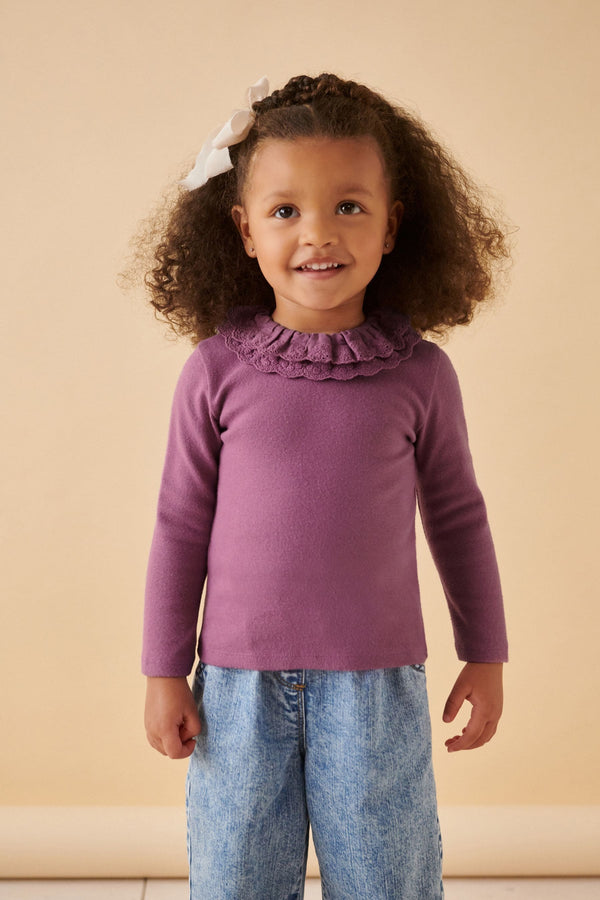 Purple Long Sleeve Collar Top (3mths-7yrs)