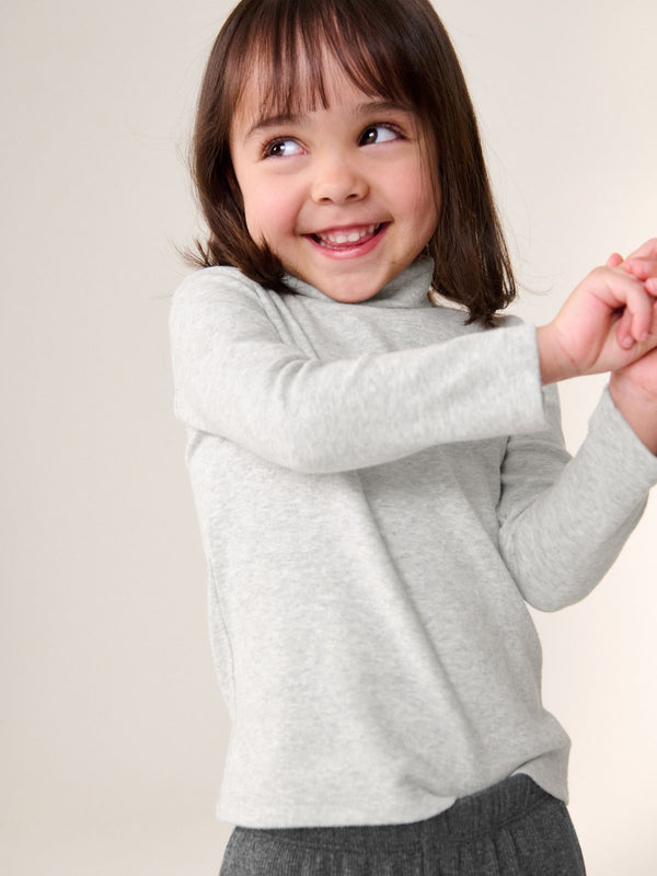 Grey Brushed Long Sleeve Roll Neck Top (3mths-7yrs)