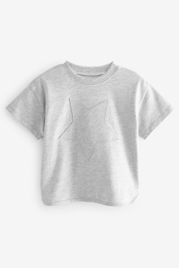 Grey Short Sleeve Appliqué T-Shirt (3mths-7yrs)