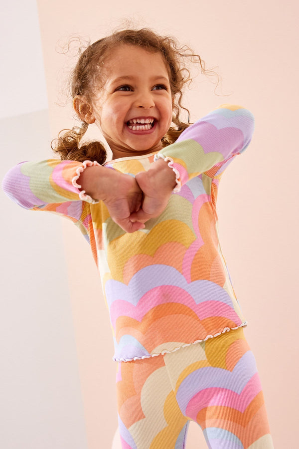 Pink Pastel Rainbow CottonRich Long Sleeve Rib T-Shirt (3mths-7yrs)