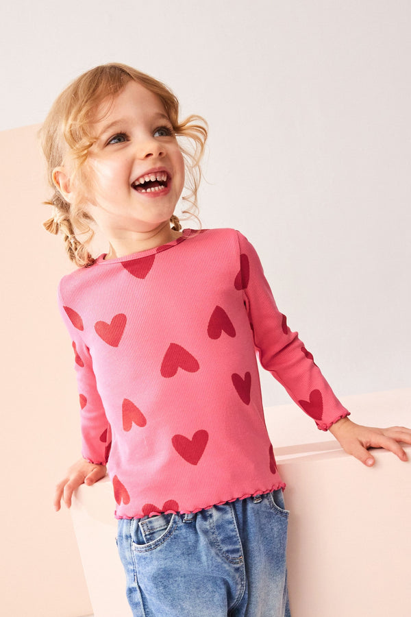 Red Hearts CottonRich Long Sleeve Rib T-Shirt (3mths-7yrs)